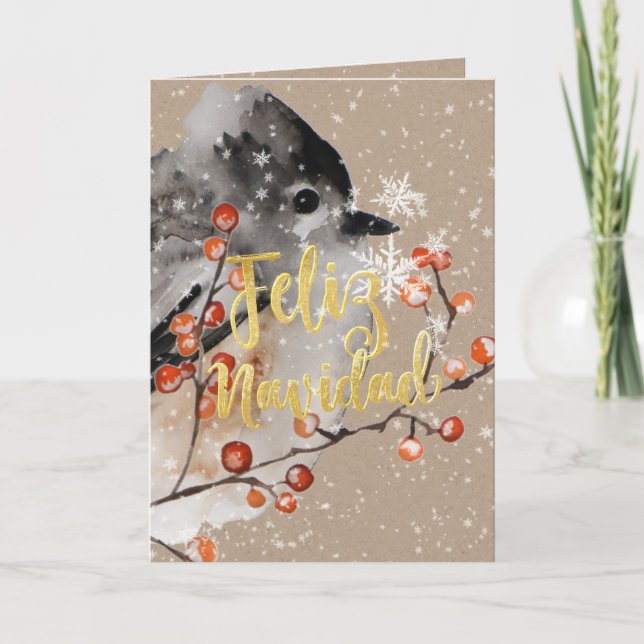 Cartes Pour Fêtes Annuelles Feliz Navidad Kraft Papier Épervier d'hiver (Devant)