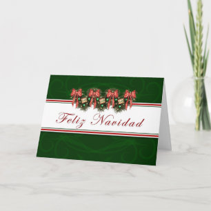 Cartes Pour Fêtes Annuelles Feliz Navidad - le rouge espagnol de guirlande