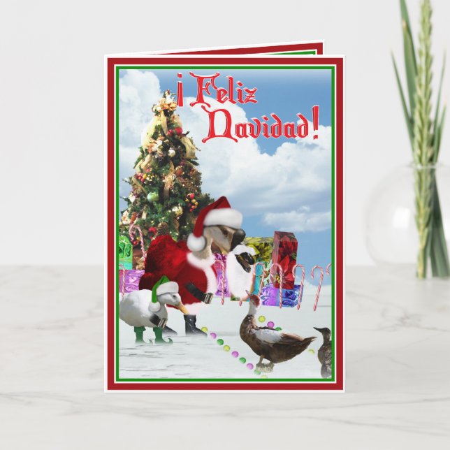 Cartes Pour Fêtes Annuelles Feliz Navidad - Noël Père Noël Goose avec canards (Devant)