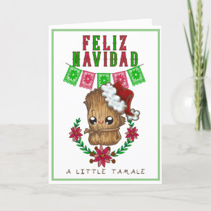 Cartes Pour Fêtes Annuelles Feliz Navidad - Petit Tamale Texte Espagnol/Anglai