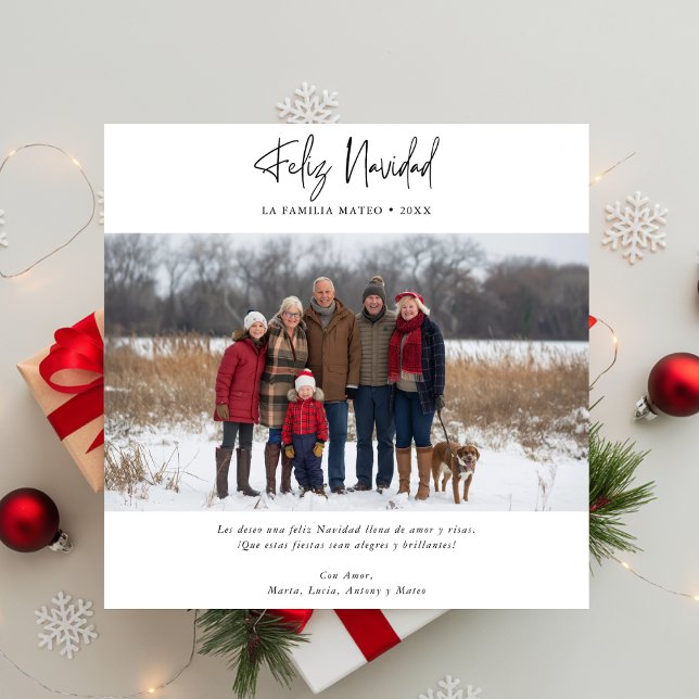 Cartes Pour Fêtes Annuelles Feliz Navidad Photo de famille Noël Rouge (Créateur téléchargé)