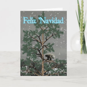 Cartes Pour Fêtes Annuelles Feliz Navidad - Porcupine Dans Un Pin