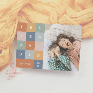 Cartes Pour Fêtes Annuelles Feliz Navidad   Postal Colorida y Moderna Con Foto