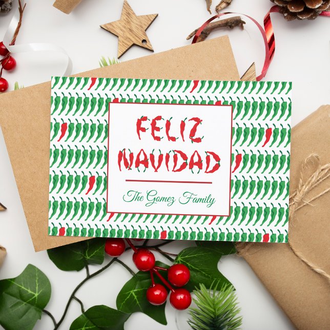 Cartes Pour Fêtes Annuelles Feliz Navidad Red Chile Pepper (Créateur téléchargé)