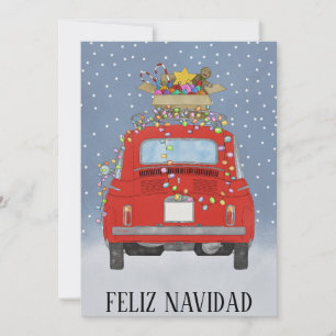 Cartes Pour Fêtes Annuelles Feliz Navidad Spanish Christmas Red Fiat 500