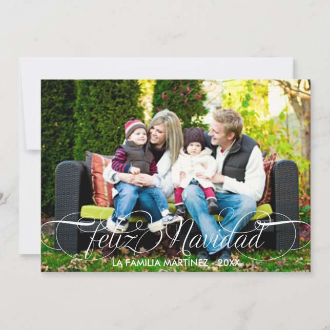 Cartes Pour Fêtes Annuelles Feliz Navidad Tarjeta Fotográfica Escritura Blanca (Devant)