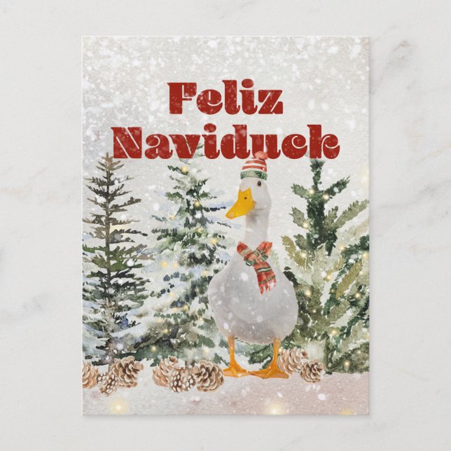 Cartes Pour Fêtes Annuelles Feliz Naviduck Aquarelle Canard (Devant)