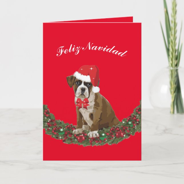 Cartes Pour Fêtes Annuelles Felize Navidad lindo perro festivo (Devant)