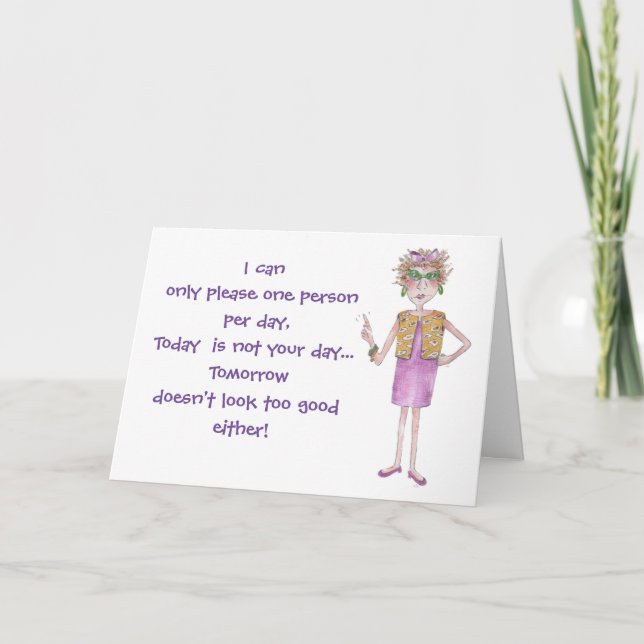 Cartes Pour Fêtes Annuelles Femme affirmée Caricature peinte de conférence sév (Devant)