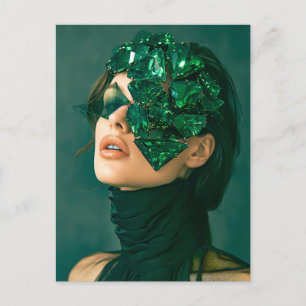 Cartes Pour Fêtes Annuelles Femme au Masque de Cristal Orné de Cristaux d'Émer