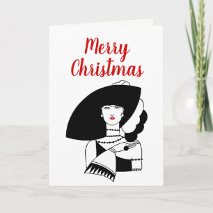 Cartes Pour Fêtes Annuelles Femme d'art déco dans grand Noël de Noël des gants