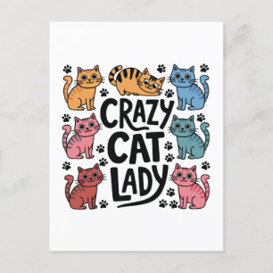 Cartes Pour Fêtes Annuelles Femme de chat folle