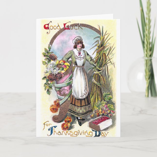 Cartes Pour Fêtes Annuelles Femme et thanksgiving de cru de générosité (Devant)