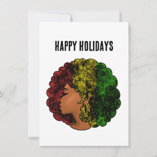 Cartes Pour Fêtes Annuelles Femme noire rasta afro rouge jaune vert 