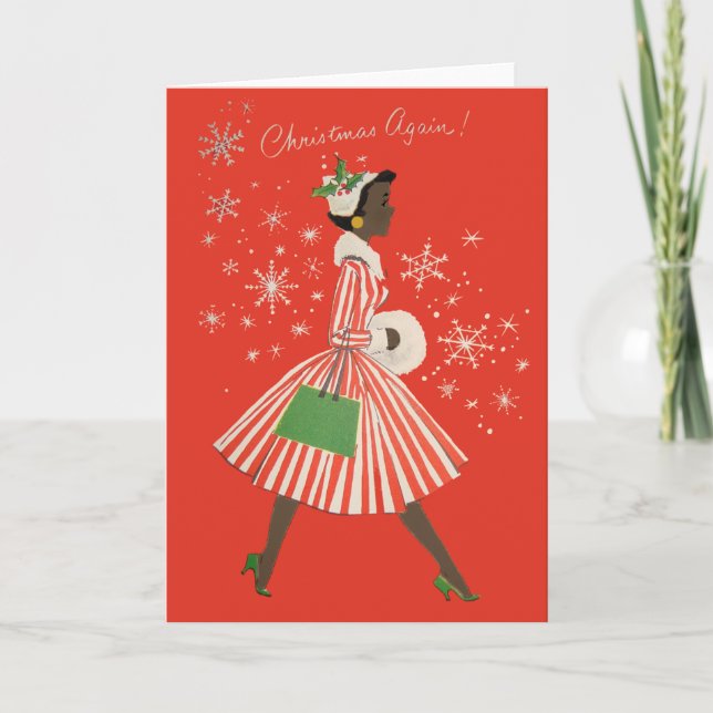 Cartes Pour Fêtes Annuelles Femme noire rétro (Devant)