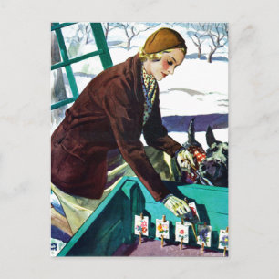 Cartes Pour Fêtes Annuelles Femme & Scottie Chien Planter semences de vacances