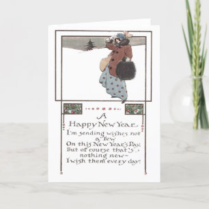 Cartes Pour Fêtes Annuelles Femme Snow Holly