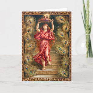 Cartes Pour Fêtes Annuelles Femme tenant lampe avec flamme de la Lampe d'Aladd