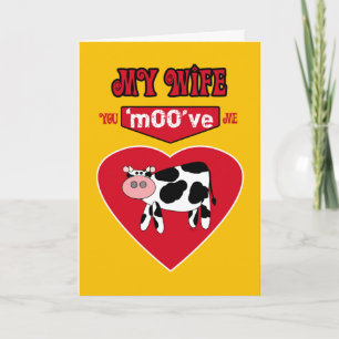 Cartes Pour Fêtes Annuelles Femme Valentine Campagne Humour avec une vache