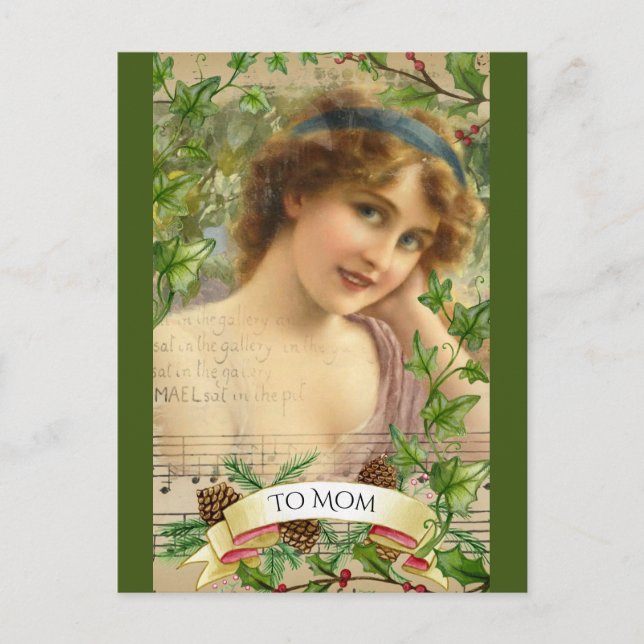 Cartes Pour Fêtes Annuelles Femme victorienne en détresse dans le jardin (Devant)