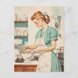 Cartes Pour Fêtes Annuelles Femme vintage préparant des oeufs de Pâques