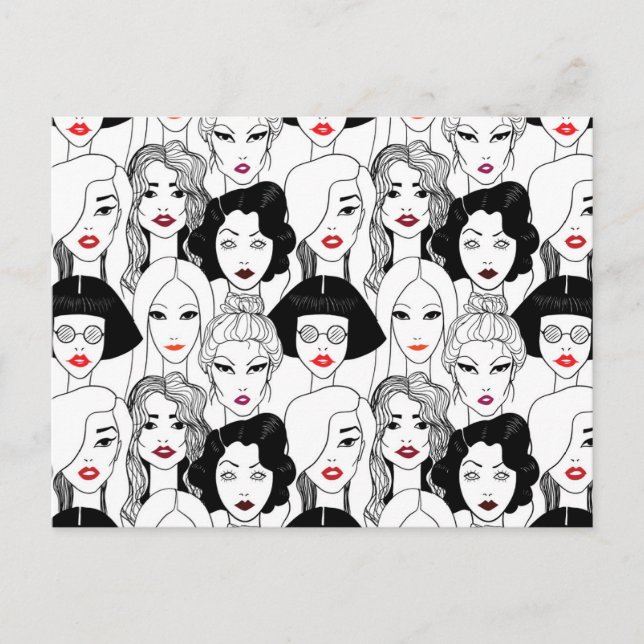 Cartes Pour Fêtes Annuelles Femmes avec Motif à bâton à lèvres (Devant)