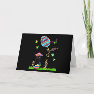 Cartes Pour Fêtes Annuelles Femmes d'oeufs de Pâques Chat Noir Chanceux Lapin 