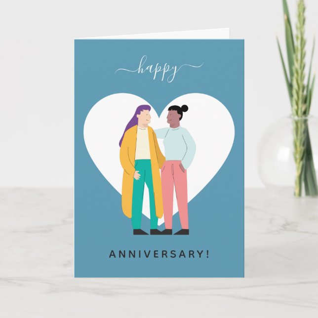 Cartes Pour Fêtes Annuelles Femmes gaies Couple Mariage Anniversaire Coeur Rom (Devant)