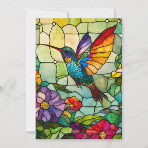Cartes Pour Fêtes Annuelles Fenêtre de style Tiffany pour colibri