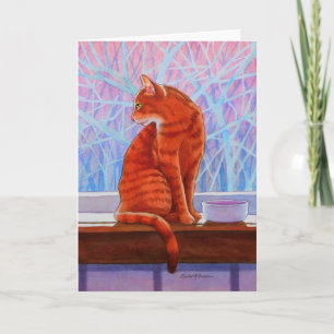 Cartes Pour Fêtes Annuelles Fenêtre d'hiver Tabby Cat