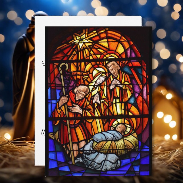 Cartes Pour Fêtes Annuelles Fenêtre en verre tendu Personnaliser Message Nativ (Créateur téléchargé)