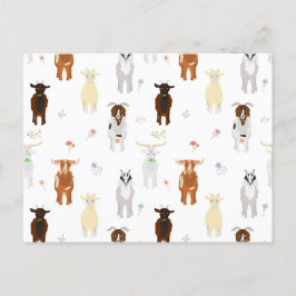 Cartes Pour Fêtes Annuelles Ferme d'animaux de compagnie chèvres mignonnes