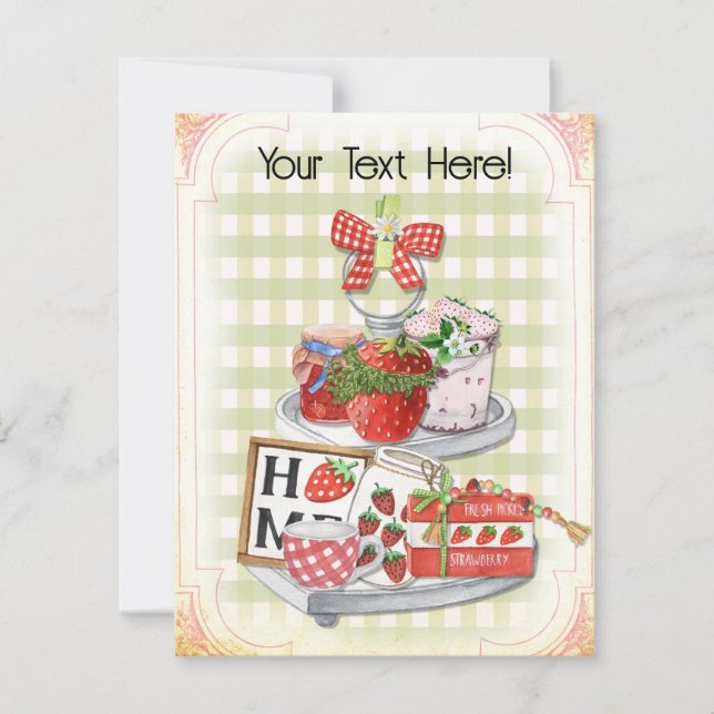 Cartes Pour Fêtes Annuelles Ferme de fraises, Toute l'occasion, blanche (Devant)