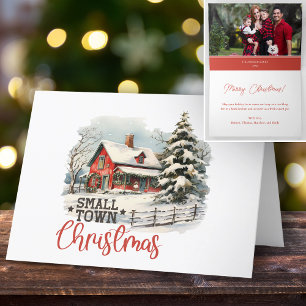 Cartes Pour Fêtes Annuelles Ferme de Noël rustique de petite ville