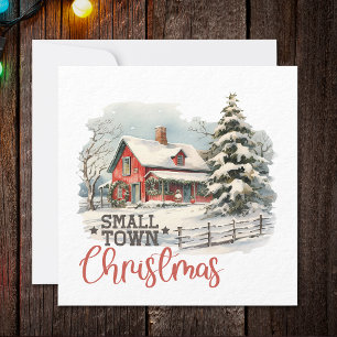 Cartes Pour Fêtes Annuelles Ferme de Noël rustique de petite ville