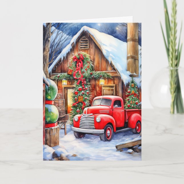 Cartes Pour Fêtes Annuelles Ferme d'hiver classique | Joyeux Noël (Devant)