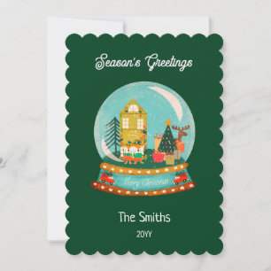 Cartes Pour Fêtes Annuelles Ferme Joyeux Noël Globe de neige Père Noël Deer