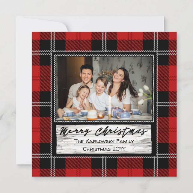 Cartes Pour Fêtes Annuelles Ferme Noël Plaid, une photo (Devant)