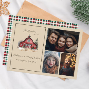 Cartes Pour Fêtes Annuelles Ferme Pays Noël Trois photos