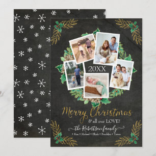 Cartes Pour Fêtes Annuelles Ferme Photo Wreath Gold Noël Chalkboard H