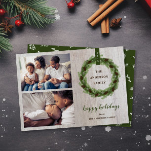 Cartes Pour Fêtes Annuelles Ferme Pine Wreath Joyeuses Vacances 2 Photo