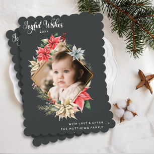 Cartes Pour Fêtes Annuelles Ferme Poinsettia Joyful Wives Diamond Photo