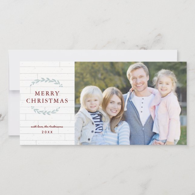 Cartes Pour Fêtes Annuelles Ferme rustique Bois élégant Photo Noël (Devant)