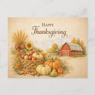 Cartes Pour Fêtes Annuelles Ferme Rustique Bonne Action de Grâce Récolte
