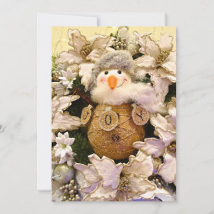 Cartes Pour Fêtes Annuelles Ferme Rustique Burlap Snowman Poinsettia vacances