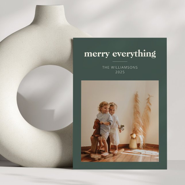 Cartes Pour Fêtes Annuelles Ferme scandinave moderne Joyeux vert photo (Créateur téléchargé)