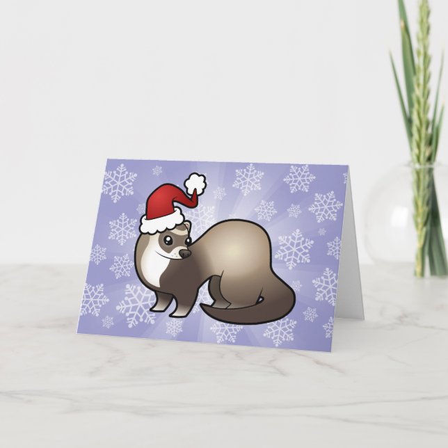 Cartes Pour Fêtes Annuelles Ferret de Noël (Devant)