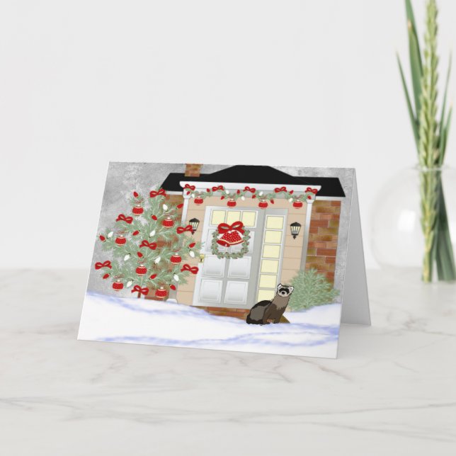 Cartes Pour Fêtes Annuelles Ferret Noël (Devant)