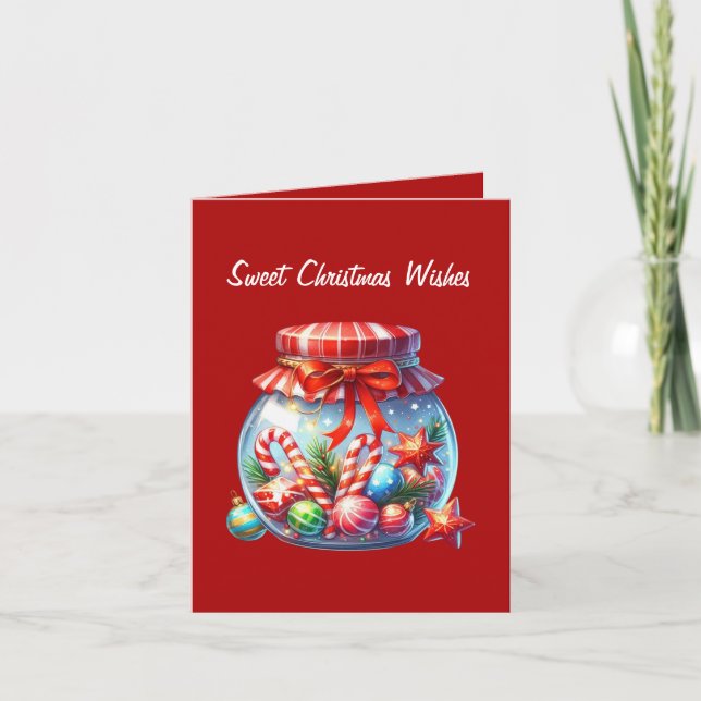 Cartes Pour Fêtes Annuelles Festif ajouter le message Noël bonbons (Devant)