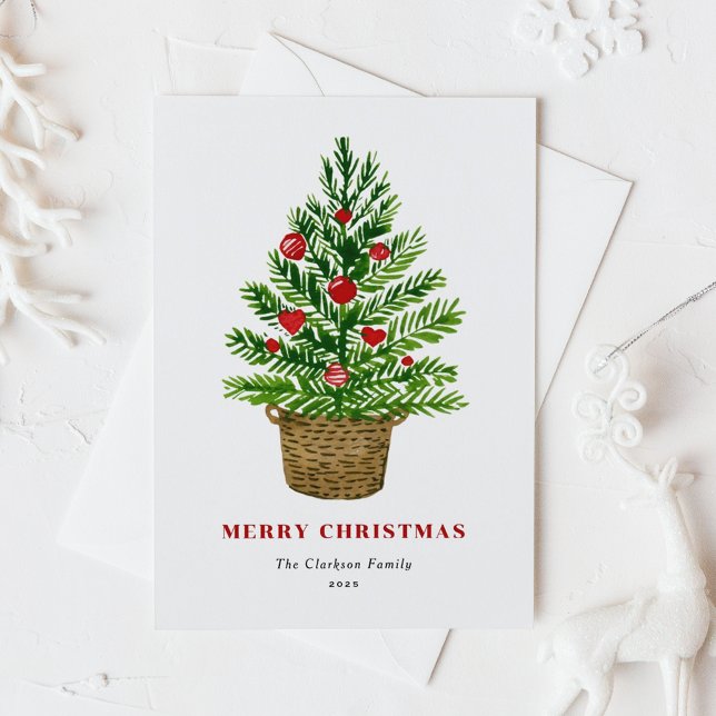 Cartes Pour Fêtes Annuelles Festif Aquarelle Arbre de Noël Joyeux Noël (Créateur téléchargé)